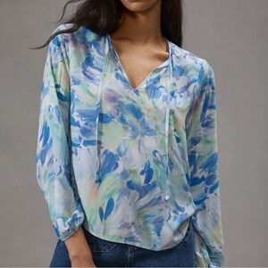 Anthropologie Cloth & Stone Tie Neck Blouse XS